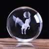 80 mm 3D Laser Arts and Crafts gegraveerde miniatuur Pegasus Crystal Ball Crystal Field Craft Glass Home Decoratie Ornament Birthday Gift