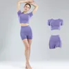 Womens Designer Yoga Suit Running Sport Short Sleeve Sweatsuit Seamless Fitness Tight Yoga Casual Shorts Suit Super Stretch Tracksuit New