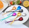 News Stainless Steel Heart-Shaped Coffee Stirring Spoon For Dessert Cake Sugar Ice Cream Tea Spoons Kitchen Cafe Wedding Spoon