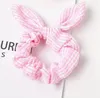 ウサギの耳のヘアバンドの縞模様の髪のScruntieヘッドバンドの弓の髪の結びつき女の子Ponytailホルダー子供のヘアアクセサリー6色DW5457