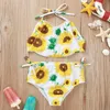 Toddler Girl Swimsuit Sunflower Girls Tops Short Pants 2pcs Set Luipaard Suspender Kinderen Swimwear Zomer Baby Zwemkleding 2 Des3060289
