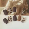 24pcs/Set European Matte False Nails Pre-Design Multi-Color Full Finished Leopard Full Nail Tips Artificial Fake Nails with Glue