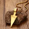 Spearhead Arrowhead Tribal Pendant Necklace for Mens Stainless Steel Choker Kolye Collier Striking Gothic Male Hip Hop Jewelry