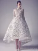 Ashi Studio Couture Vestidos de noite renda 3D floral apliques contas gola alta alta baixa vestido de baile manga comprida feito sob encomenda formal pa7493864