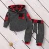 INS Bébé Vêtements Ensemble Floral Filles Hoodies Pantalon 2pcs Ensembles Plaid Infant Garçon Survêtements Designer Enfants Tenues Mode Bébé Vêtements DW4798