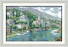 Flussstadt-Wohndekor-Gemälde, handgemachte Kreuzstich-Stickerei-Handarbeitssets, gezählter Druck auf Leinwand DMC 14CT / 11CT