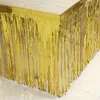 Brand New Metallic Fringe Mesa Saia de Casamento Festa Folha Tinsel Tinsel Mesa Cortina Hawaii Beach Party Decor