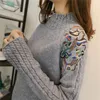 Fashion-Fashion Women Sweaters and Pullovers Sueter Mujer Ruffled Sleeve Turtleneck Solid loose Sexy Elastic Women Tops