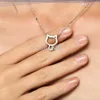 Katzen Halskette süße Frauen winzige Anhänger Choker Halskette mit 17,7 "Kettenmode Schöner Kitty -Schmuck exquisite plattierte silberne Halskette