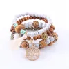 Nieuwe Tree Life Charm Armband Houten Kraal Ketting Armbanden Voor Vrouwen Mannen Handgemaakte Mode Rose Flower Alloy Strands Man Boheemse Sieraden Geschenken