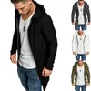 Jaquetas finas de inverno de outono masculino Cardigan casacos de manga longa com capuz com zíper esportivo com capuz de capuz de arca