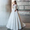 طويلة الأكمام قبالة الكتف تول منتفخ فساتين العروس كاسامنتوا mariage vestidos دي noiva ألف خط الرباط فستان الزفاف 2020 جديد