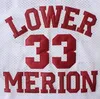 NCAA Lower Merion 33 Bryant Jersey College 남자 고등학교 농구 Hightower Crenshaw 44 빨간색 흰색 블랙 블루 스티치 Swen Gianna Maria Onore 2 Gigi 셔츠