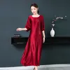 Mulher de verão vestido longo estilo chinês cheongsam vestido de seda solta mistura elegante vestido roupas étnicas orientais
