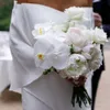 Vit enkel chiffonghölje bröllopsklänningar sexig 2020 av axel långärmad boho strand trädgård brud klänningar front split vestidos297m