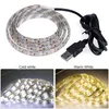 USB LED 스트립 조명 1m 2m 3m 4m 5m 방수 Dimmable LED 라이트 스트립 SMD2835 멋진 화이트 따뜻한 화이트 스트립 유연한 빛