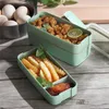 Tarwe Straw Lunchbox Gezonde Materialen Lunchbox 3 Laag 900 ML Tarwe Straw Bento Boxes Magnetron Servies Voedselopslagcontainer