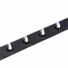 New Unisex Women Punk Black Bracelet Silver Spike Rivet Cone Black Leather Cuff Wristband Adjustable