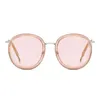 Hochwertige Damen-Sonnenbrille mit rundem Rahmen. Damen-Markendesigner-Sonnenbrille mit rundem Goldrahmen. Hochwertige Brille, HD-Linse, mit Box und Etui
