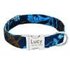 Personlig Nylon Dog Collar Djur Tag Custom Puppy Cat Namnskylt ID Kort Justerbar för medelstora stora hundar Graverade