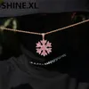 Hip Hop glacé rose Zircon flocon de neige pendentif collier avec chaîne de corde en acier inoxydable hommes Bling Jewelry25025868706