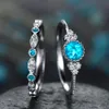 Birthday Stone Cubic Zircon Ring Diamond Ring jewelry Set Couple Engagement Wedding Rings Women rings Fashion Jewelry will and sandy Gift