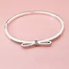 Bracciale con fiocco romantico per Pandora Designer di lusso Bracciale in argento sterling 925 con diamanti CZ Confezione regalo di San Valentino