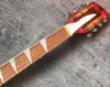 Custom Fire Glo Cherry Sunburst 330 12 strängar ihålig elektrisk gitarr, glanslack fingerboard, två utgång, vintage tuners, fem knoppar
