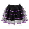 Halloween Christmas Multicolor Plus Size Black Layered Mini Mesh TUTU Skirt (can match with Corset Top) Big and Tall S-6XL