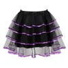 Halloween Noël Multicolore Plus Size Black Layered Mini Mesh TUTU Jupe (peut correspondre avec Corset Top) Grand et Grand S-6XL