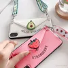 Handyhüllen schöne Musterhülle für iPhone 11 Pro X XR XS Max 6 6S 7 8 Plus Hülle mit Lanyard