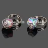 10pcs 원시 멋진 Druzy 돌 조정 가능한 반지 핸드 메이드 와이어 포장 된 Freeform Rainbow Titanium Mystic Quartz Crystal Gemstone Ring Ring