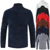 Mens turtleneck stickad tröja cashmere ull vinter tröja män långärmad varmare casual botten pullover man