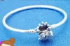 Real S925 Sterling Silver Charms Bracelets Bangle Bracelet With Sparkling Star Clasp Fit For Pandora DIY Bead Charm