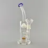 9-inch Recycler Glass Hookah Bong with Percolator, Bent Neck, and 14mm Male Joint