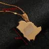 Stainless Steel Saudi Arabia Map Flag Charm Pendant Necklace Kingdom of Saudi Arabia Map Women Jewelry