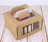 Luxury Marble 4 inch cake box with window handle Kraft paper cheese cake box kids Birthday wedding home Party supply