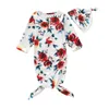 Nouveau-né bébé garçon fille imprimé fleuri à manches longues sacs de couchage + chapeau de fleur 2 pièces/ensemble nourrissons fleur pyjamas literie de pépinière M1498