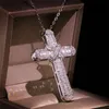 I più venduti gioielli di lusso in argento sterling 925 fatti a mano con zaffiro bianco pieno di diamanti CZ pietre preziose ciondolo croce collana da donna regalo di nozze