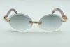 Fashion T3524016-2 Lenti da taglio Diamanti occhiali da sole, Templi di legno di pavone naturali Retro Ovali, dimensioni: 58-18-135 mm