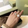 Brand Fashion Jewelry For Women Butterfly Flower Ring Double Flower Four Leaf Clover Sakura Adjustable Mother Shell Pearl Rings3868618