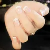 24pcs naturliga franska korta falska naglar se på 3 stilar akryl klassiska fulla konstgjorda naglar för hemmakontor faux ongles