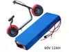 Gratis frakt 60 volt elektrisk scooterbatteri 60V 12AH litiumbatteri med 25A BMS för 500W 750W 1000W motorpaket