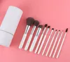 Professionell 10PCS Makeup Brushes Set Kosmetisk borste för pulverfundament Blusher Ansikte Ögonskugga Ögonbryn Läpp Eyelinerborste med cylinder