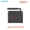 MagicSee N5 Plus S905X3 Android 9.0 TV Box 4G RAM 64G ROM 2.45G 듀얼 WiFi 이더넷 BT 4.0 스마트 박스 8K 지원 SSD/HDD 하드웨어