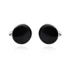 Simple Round Black White Cufflinks For Men Shirt Button Tacks Geometric Alloy Silver Plated Fashion Dress Jewelry Accessories Wholesale