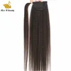 Kinky Straight Ponytail Hair Extensions Clip in Wrap Around Natural Black Color 100gram