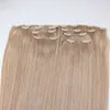 Brasilianer 120g 18 bis 24 Zoll # 1b # 27 # 613 Burgund Blondine seidig Gerade unverarbeitete Remy Human Hair Extensions Clip in