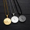 Unisex Pendant Necklaces Vintage Mens Gold Link Chain Titanium Steel Round Coin Scripture Necklaces Jewelry Gift whole sh294N