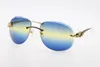 Venta completa de gafas de sol sin montura de leopardo de metal 8200766 Gafas de sol unisex de alta calidad Lente tallada Óptica masculina y femenina234Q